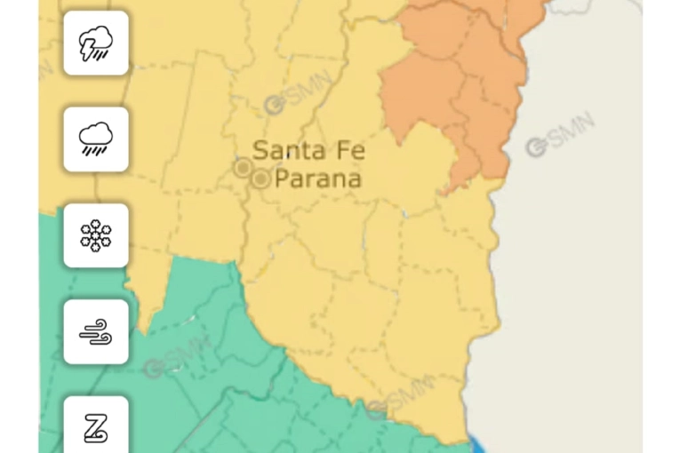 Emiten alerta amarilla y naranja para este lunes en la provincia