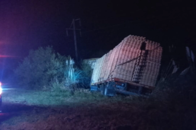 Un camión cargado con tarimas despistó en la ruta 12