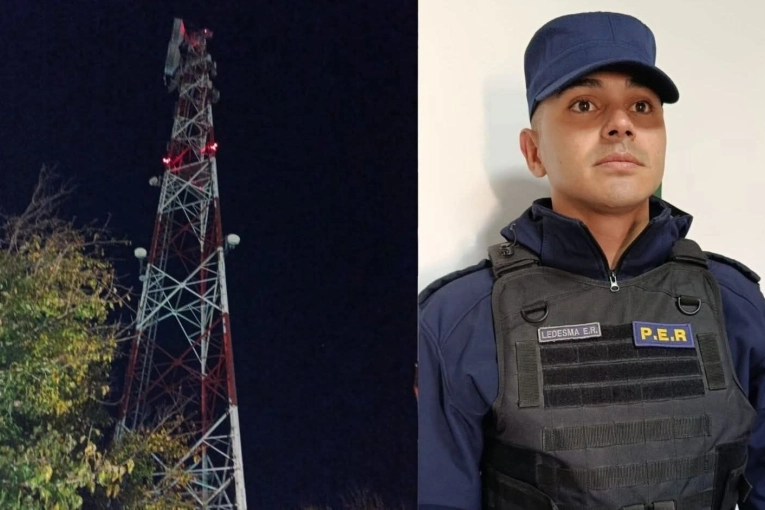 En Urdinarrain, un policía salvó a un joven que se había subido a una torre de casi cien metros