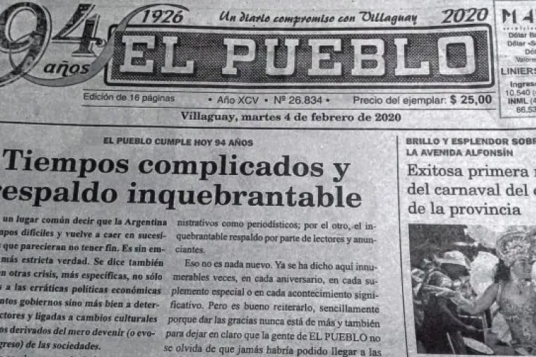 Cerró el diario El Pueblo, de Villaguay: 100 años de historia