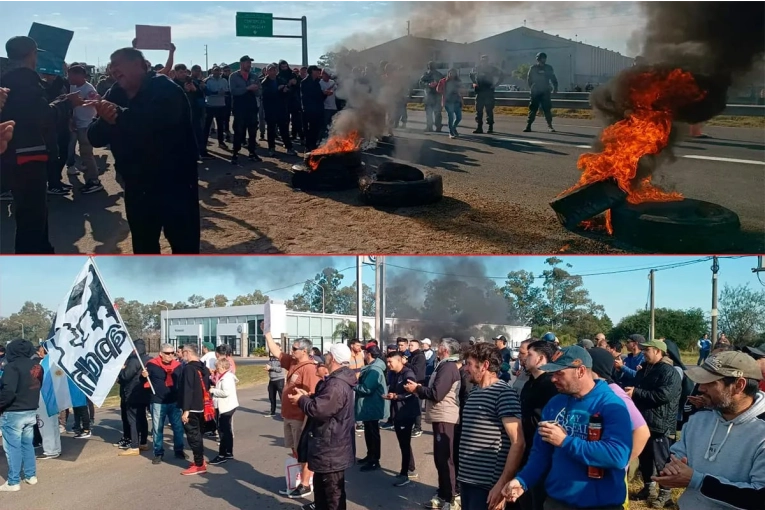 Trabajadores de la Granja Tres Arroyos reclamaron sobre la ruta 14