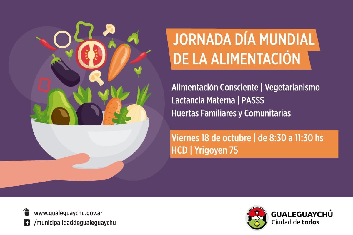 Se realizará una jornada por el Dí­a Mundial de la Alimentación